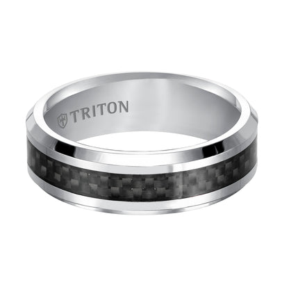 7mm Cobalt beveled edge comfort fit band with Black Carbon Fiber Inlay