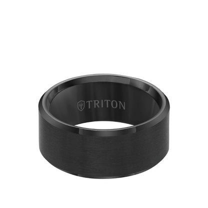 Triton 10MM Tungsten Carbide Ring - Satin Center and Bevel Edge