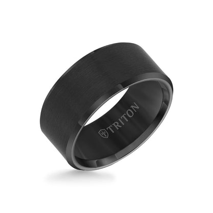 Triton 10MM Tungsten Carbide Ring - Satin Center and Bevel Edge