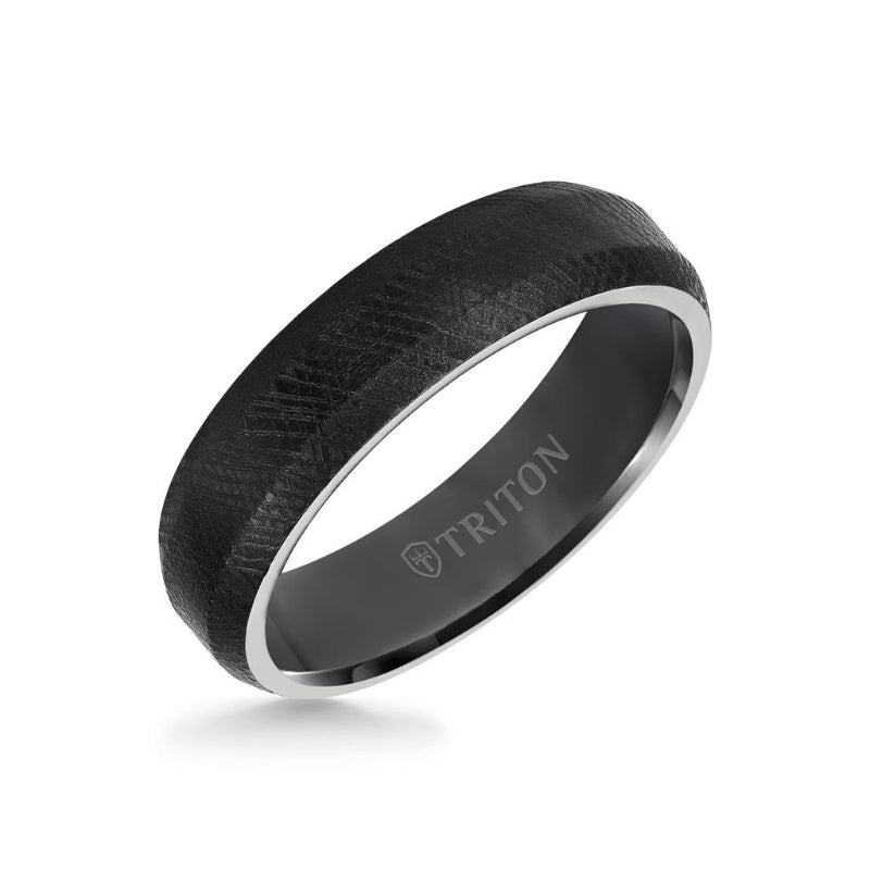 Triton 6MM Tungsten Carbide Ring - Florentine Center and Bevel Edge