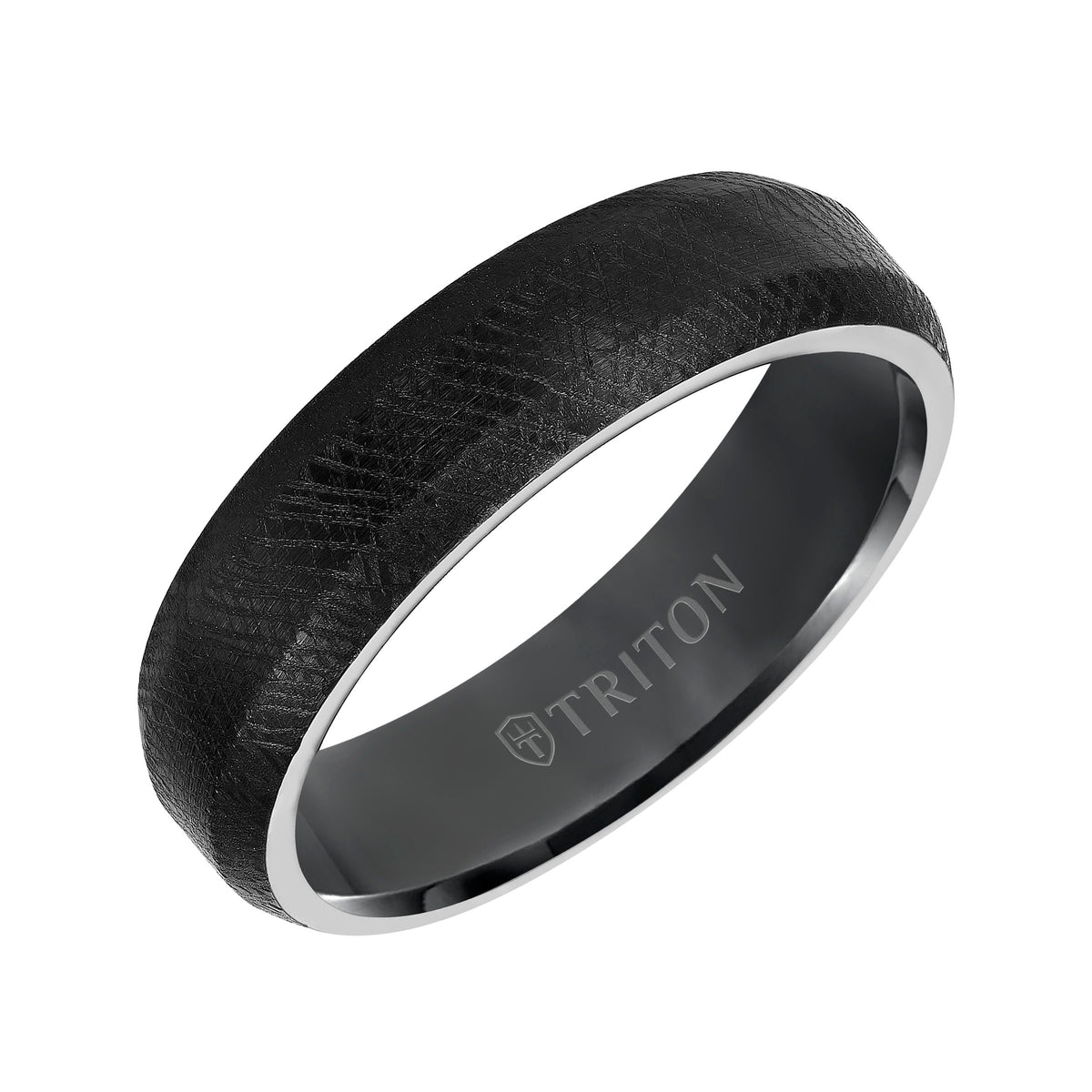 6mm White Tungsten Soft Bevel Edge Comfort Fit Band with Florentine Finish