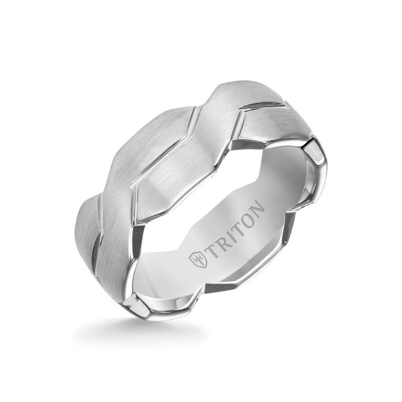 Triton 8MM Tungsten Carbide Ring - Woven Pattern