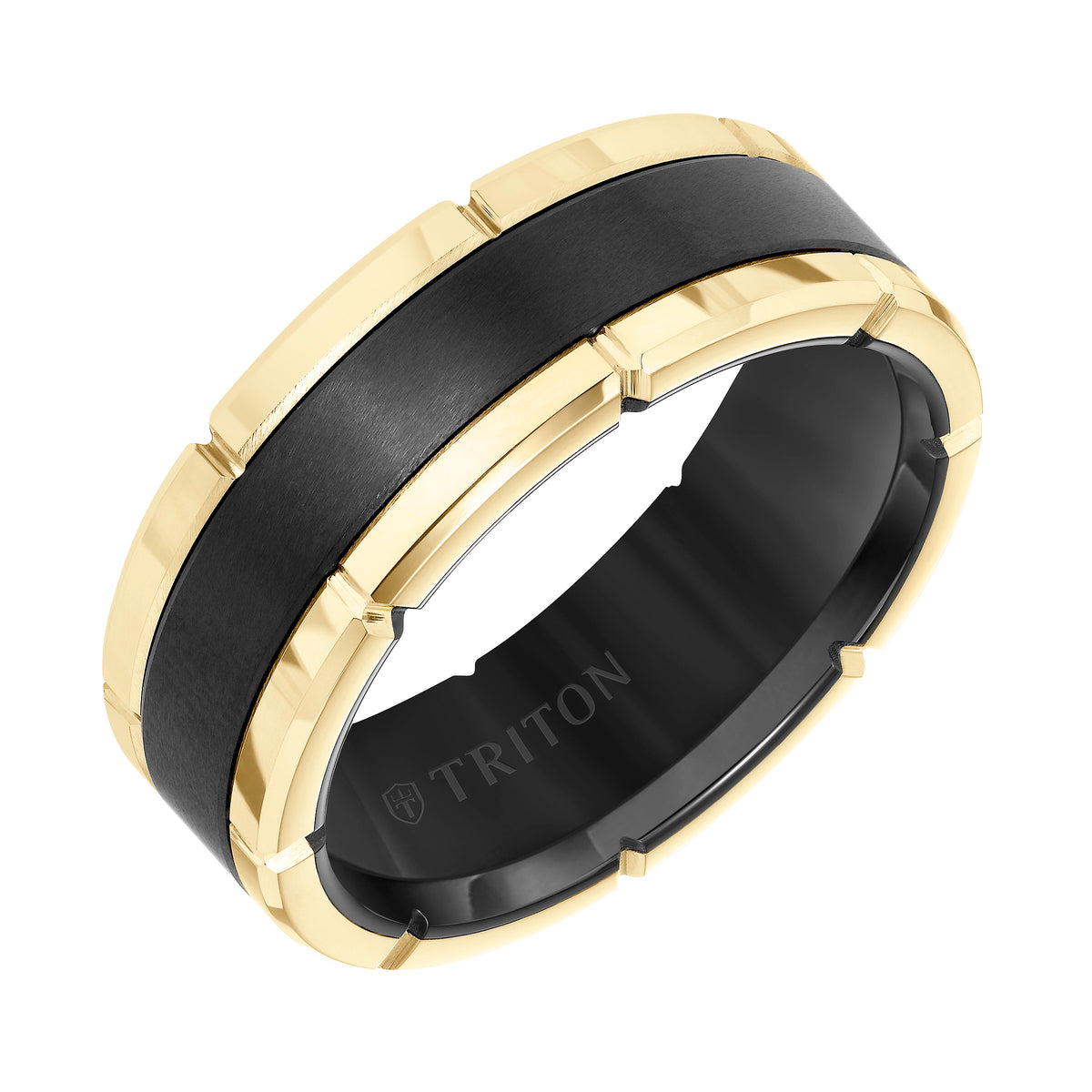 8MM Rose Tungsten Carbide Flat Comfort Fit Band W/Brush Center and Bright Rims