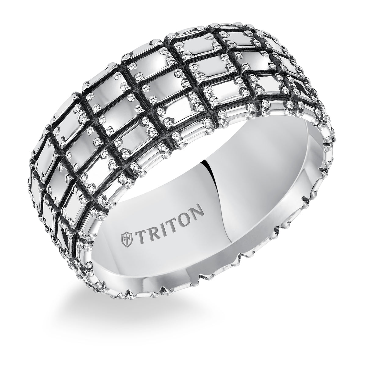 Sterling Silver Cast Comfort Fit Band with Black Oxidation