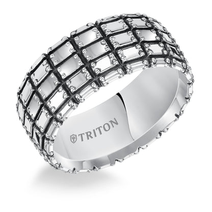 Sterling Silver Cast Comfort Fit Band with Black Oxidation