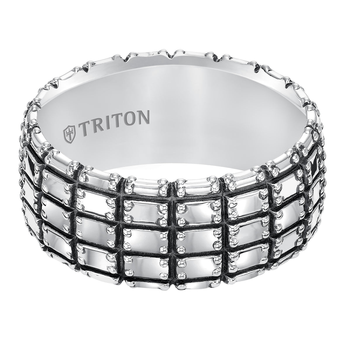 Sterling Silver Cast Comfort Fit Band with Black Oxidation
