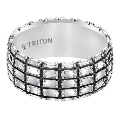 Sterling Silver Cast Comfort Fit Band with Black Oxidation