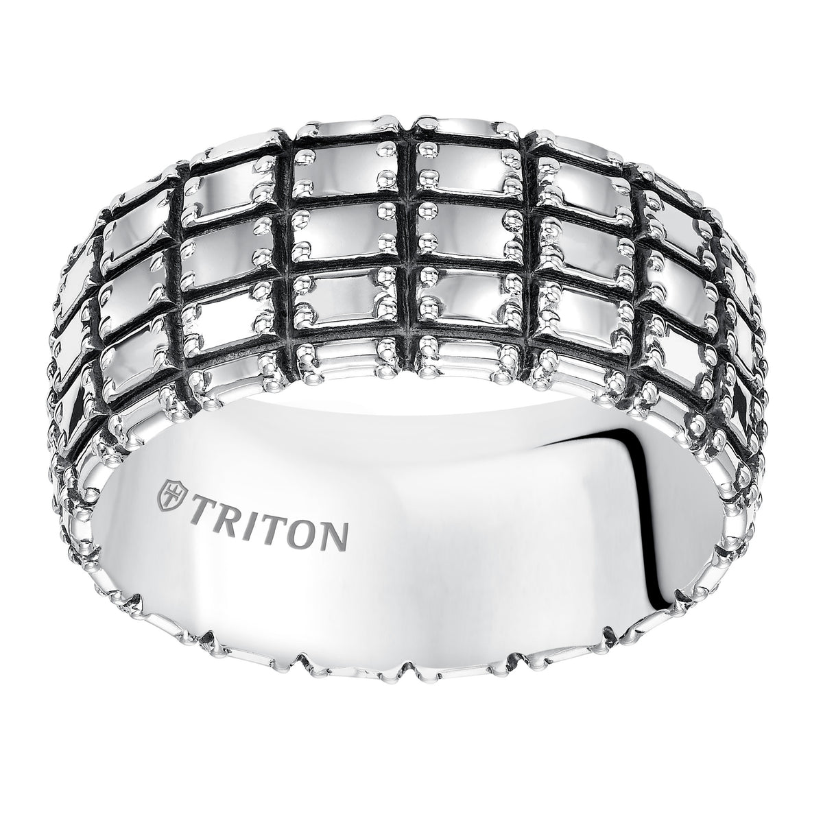 Sterling Silver Cast Comfort Fit Band with Black Oxidation