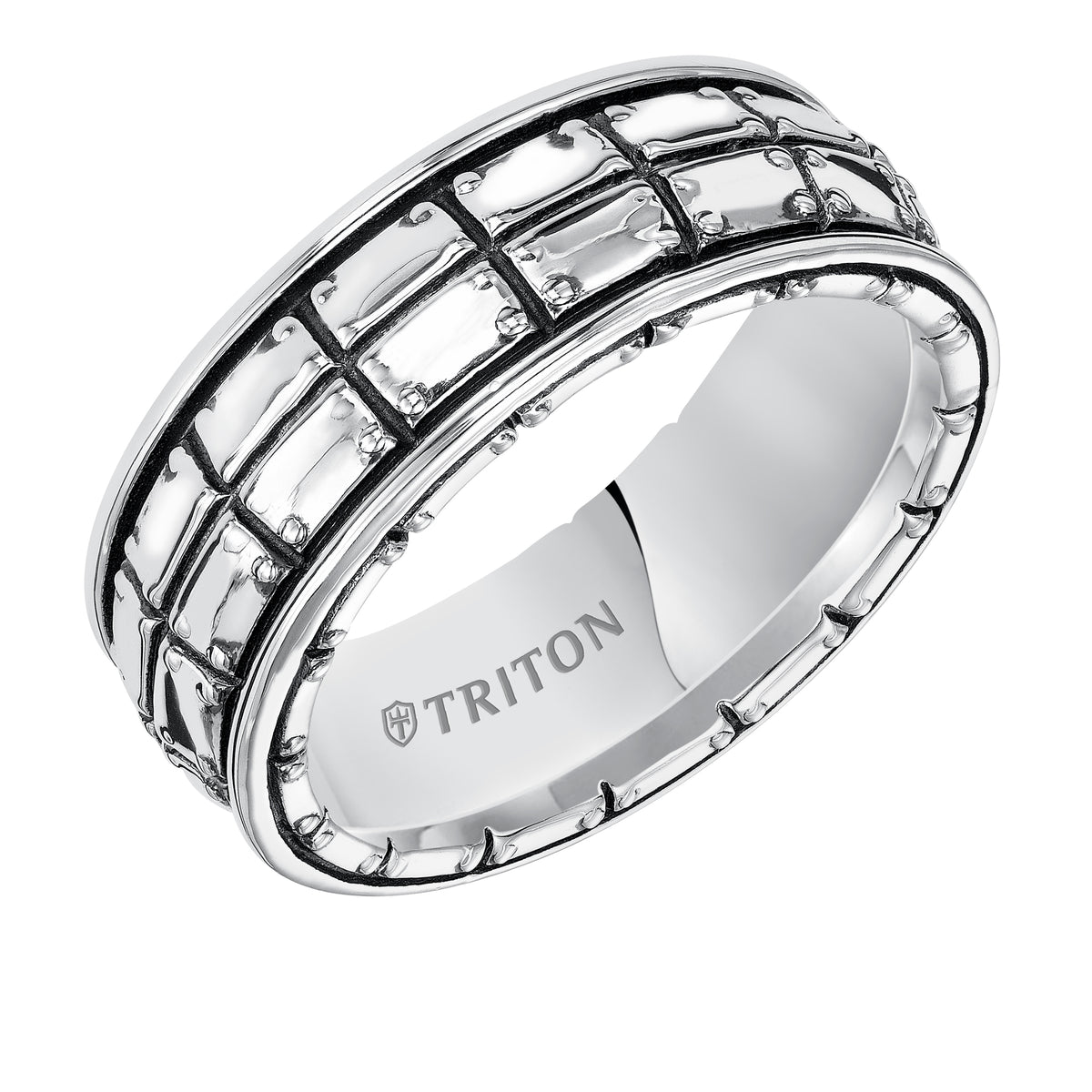 8.mm Sterling Silver Cast Wedding Band and Black Oxidation  Comfort Fit.