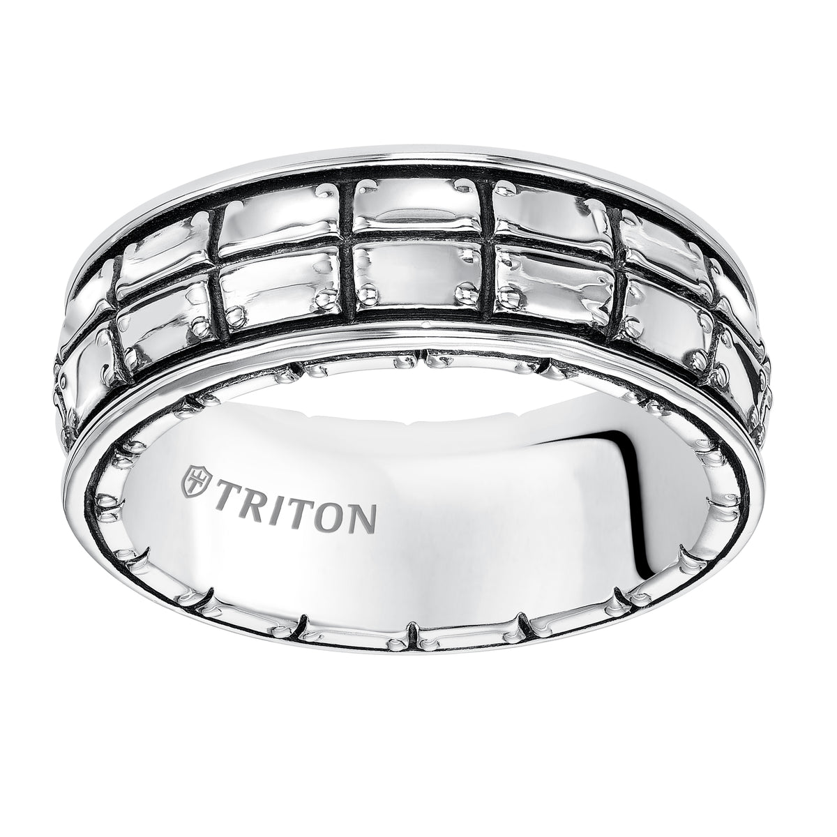 8.mm Sterling Silver Cast Wedding Band and Black Oxidation  Comfort Fit.