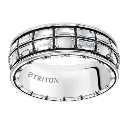 8.mm Sterling Silver Cast Wedding Band and Black Oxidation  Comfort Fit.