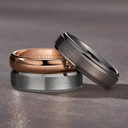 Triton 7MM Tungsten Carbide Ring - Satin Finish and Bevel Edge