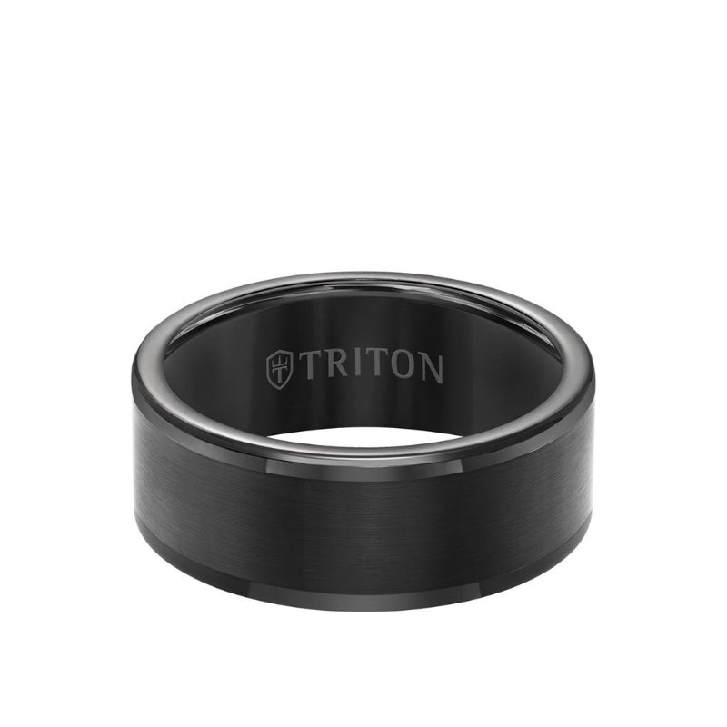 Triton 9MM Tungsten Carbide Ring - Satin Center and Round Edge