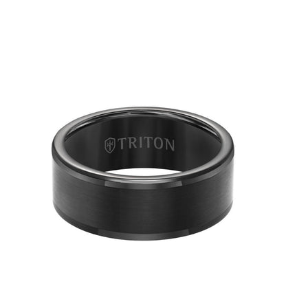 Triton 9MM Tungsten Carbide Ring - Satin Center and Round Edge