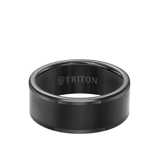 Triton 9MM Tungsten Carbide Ring - Satin Center and Round Edge