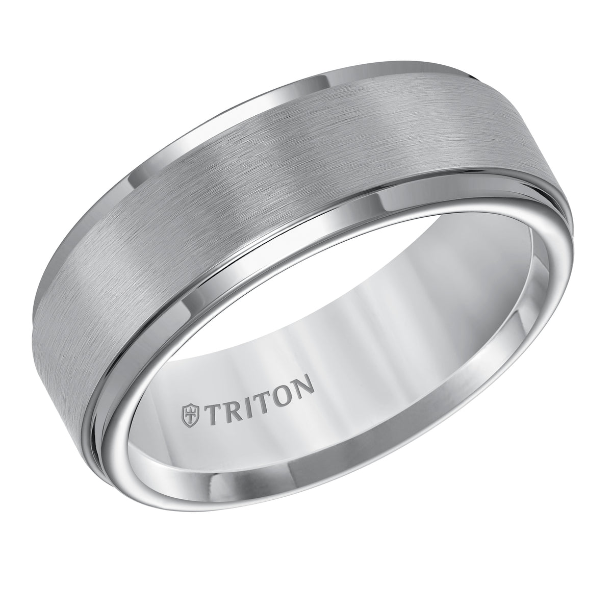 Step Edge Satin Center Classic Wedding Band