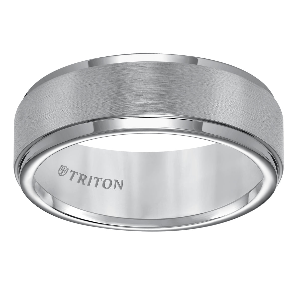Black Tungsten Carbide Step Edge Comfort Fit Band with Satin Center Finish