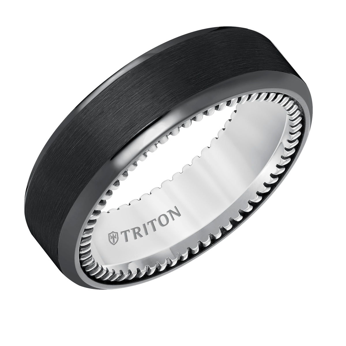 Brush Finish Bevel Edge Contemporary Wedding Band