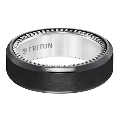 Brush Finish Bevel Edge Contemporary Wedding Band