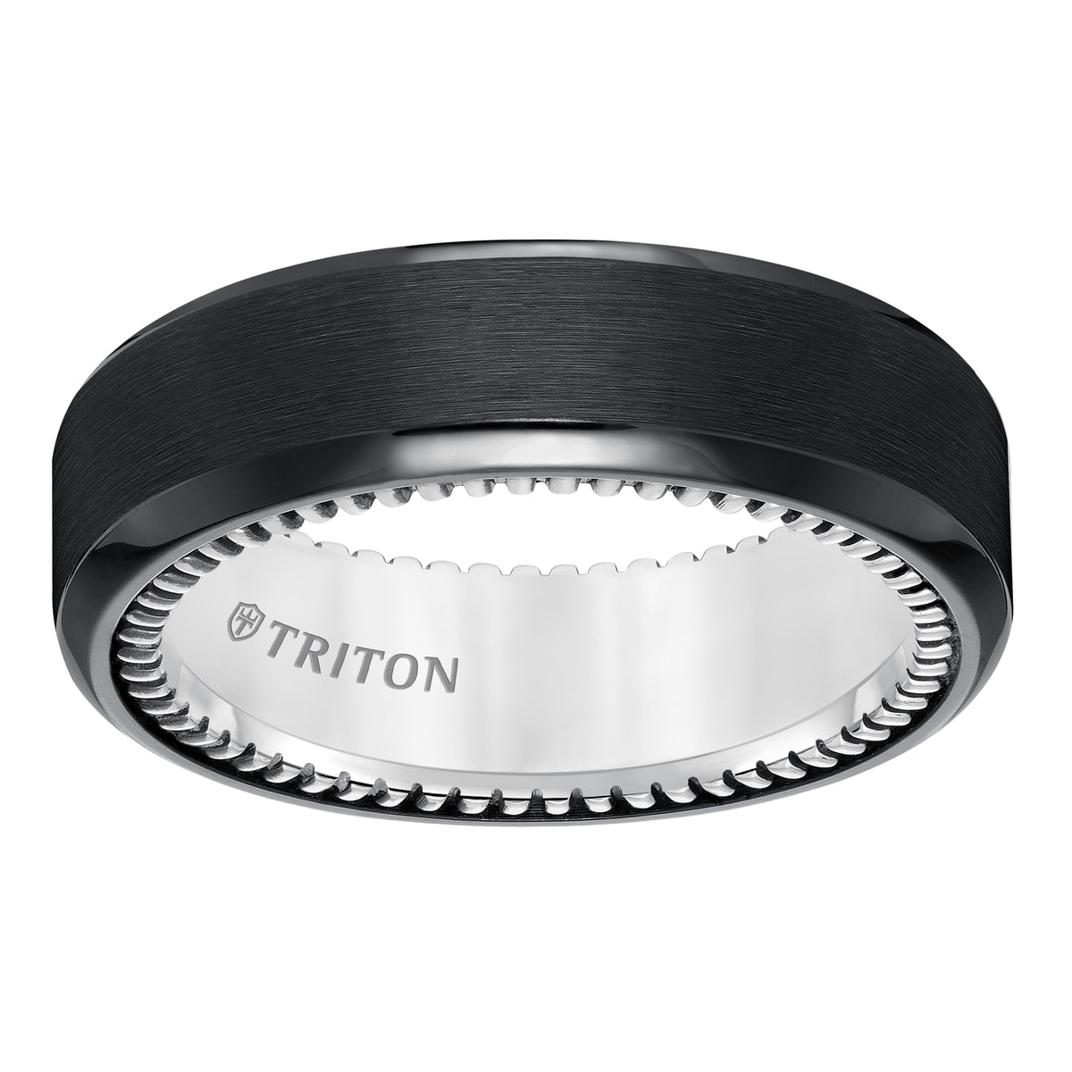 Brush Finish Bevel Edge Contemporary Wedding Band