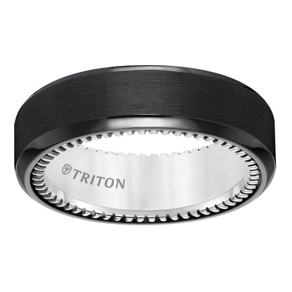 Brush Finish Bevel Edge Contemporary Wedding Band
