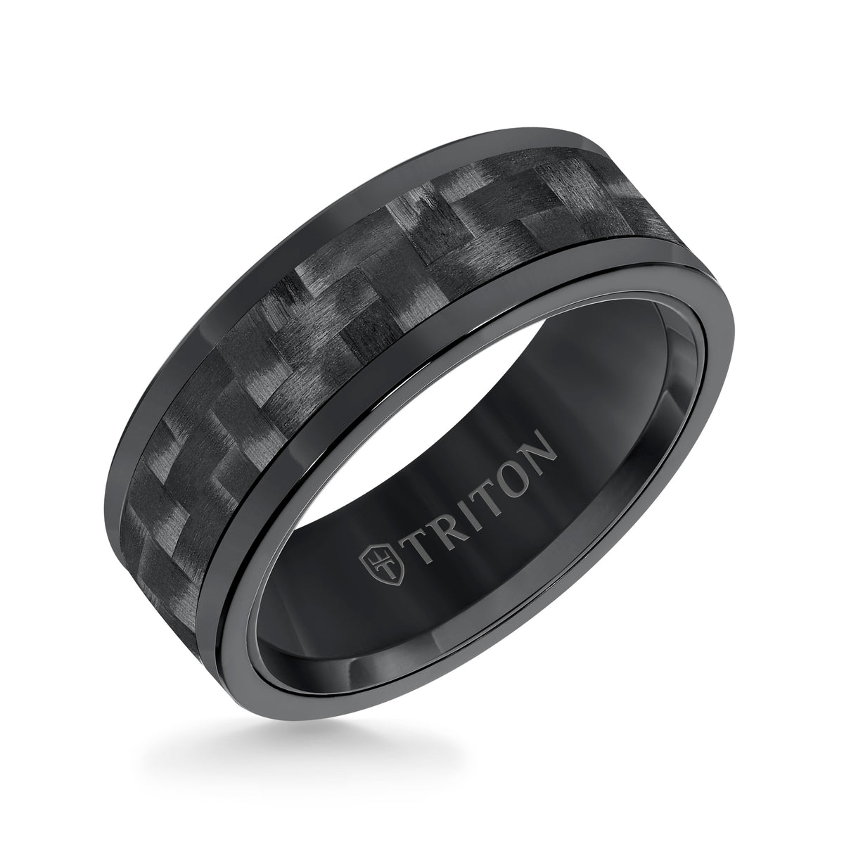 8MM Comfort Fit Rose Tungsten Carbide with Black 3K Carbon Fiber Insert Center & Bright Rims