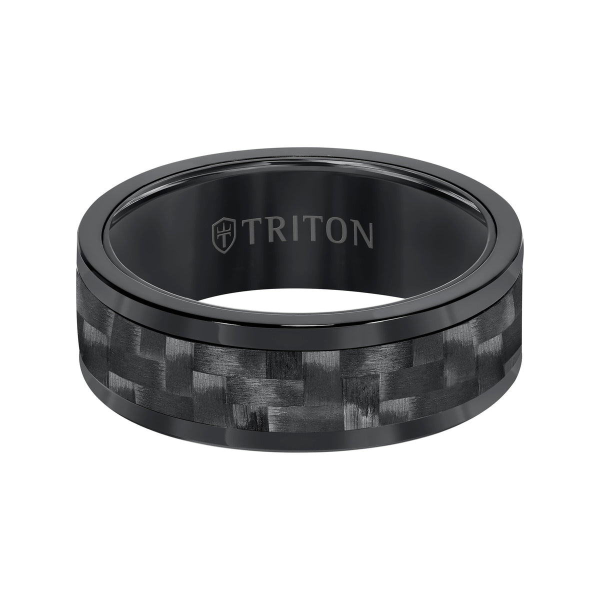 8MM Comfort Fit White Tungsten Carbide with Black 3K Carbon Fiber Insert Center & Bright Rims