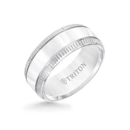 Triton 9MM Tungsten Carbide Ring - Flat Bright Center and Coin Edge