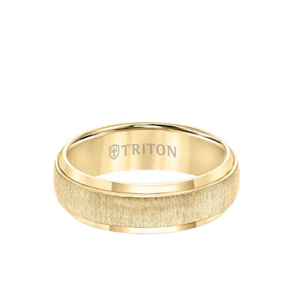Triton 7MM Tungsten Carbide Ring - Brushed Vertical Center and Round Edge