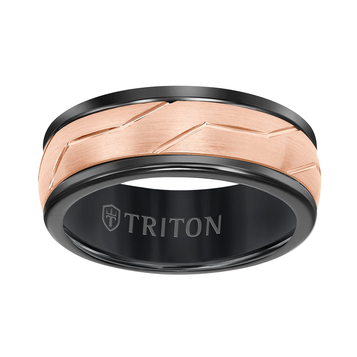 8MM BLACK BASE WITH ROSE WOVEN INSERT