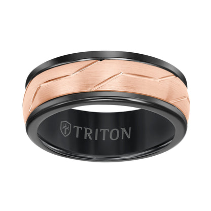 8MM BLACK BASE WITH ROSE WOVEN INSERT