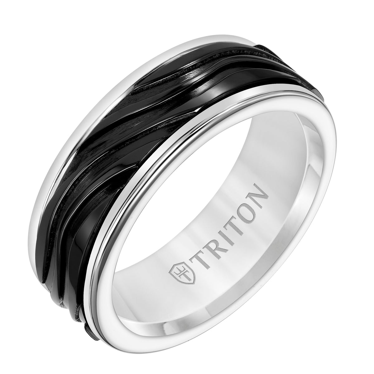 Round Edge Black Titanium Insert Wedding Band