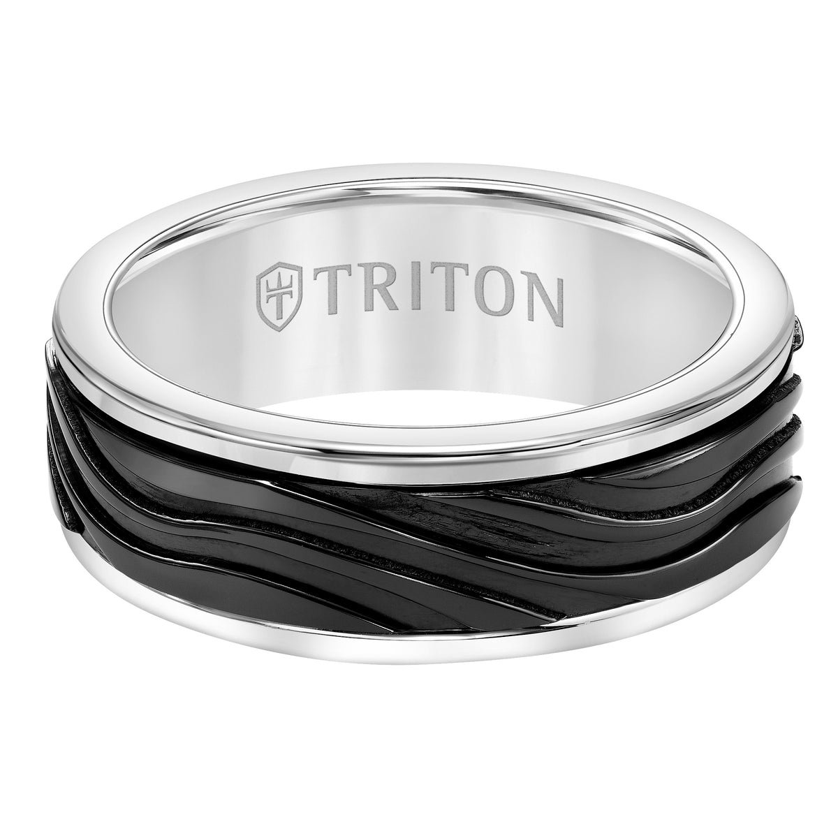 Round Edge Black Titanium Insert Wedding Band