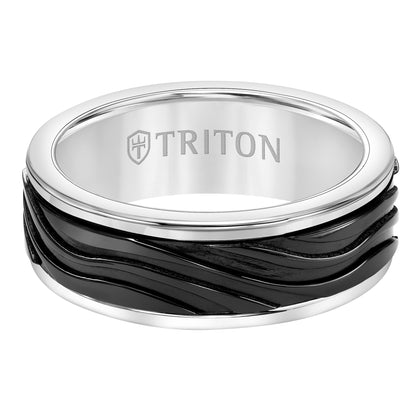 Round Edge Black Titanium Insert Wedding Band
