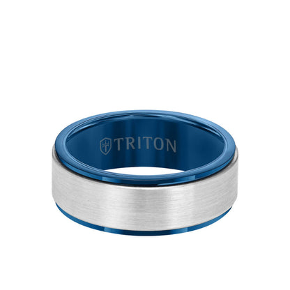 Triton 8MM Tungsten Carbide Ring - Satin Finish Center and Step Edge