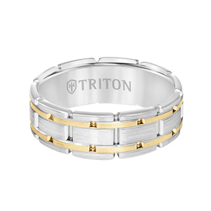 Satin Finish Steel Edge Contemporary Wedding Band