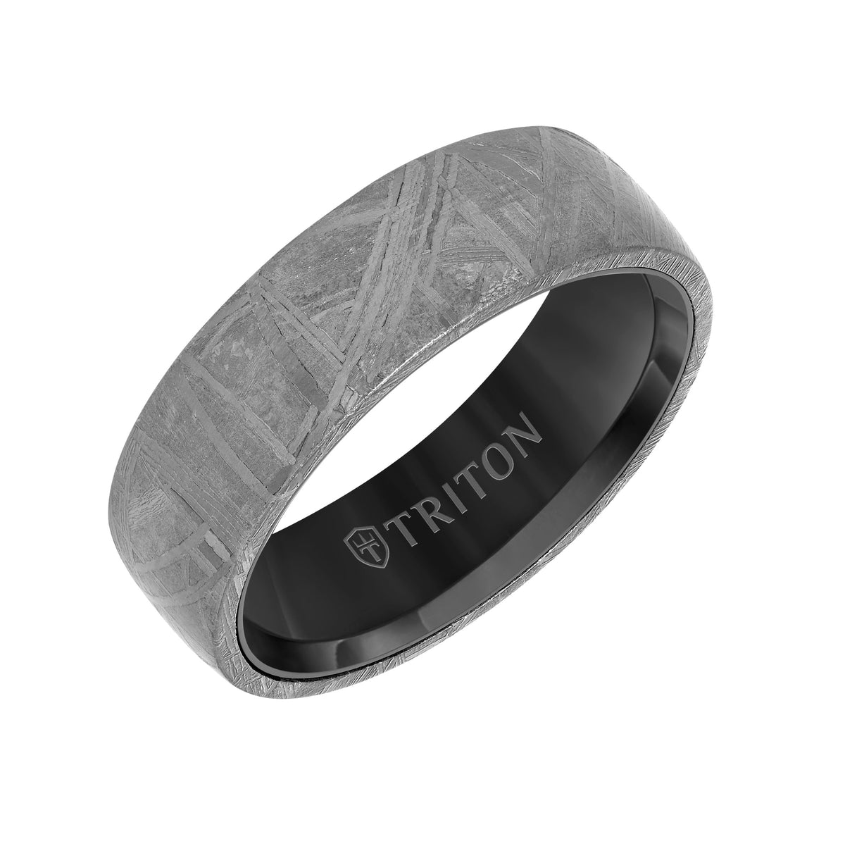Flat Edge Meteorite Top Contemporary Wedding Band