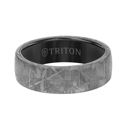 Flat Edge Meteorite Top Contemporary Wedding Band