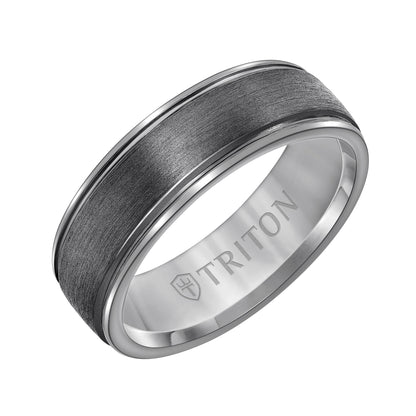 7MM Tantalum Ring -  Chyrstalline Finish Dome with Edge Lines
