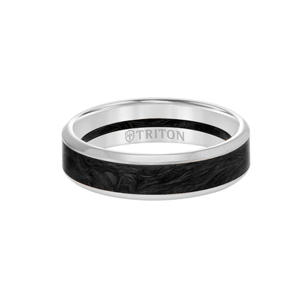 Bevel Edge Forged Carbon Contemporary Wedding Band