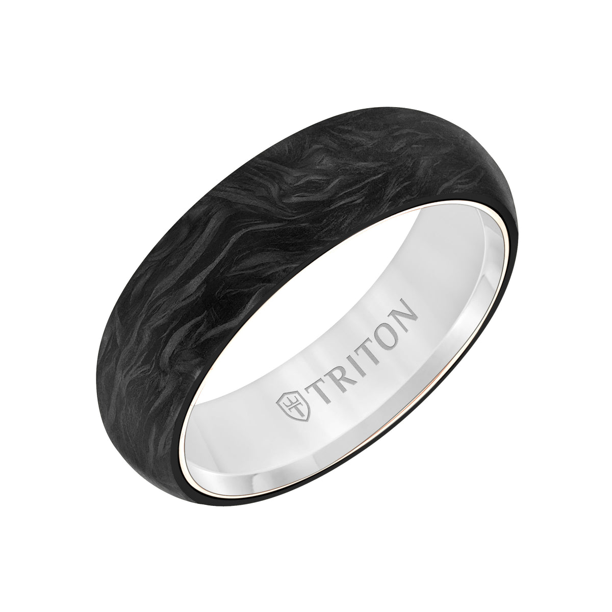Flat Edge Forged Carbon Contemporary Wedding Band