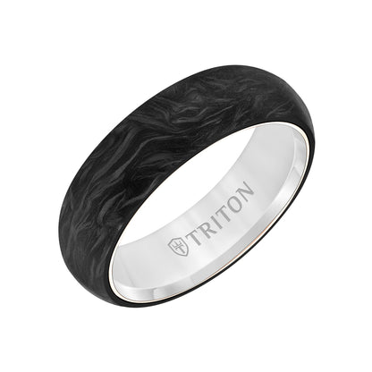 Flat Edge Forged Carbon Contemporary Wedding Band