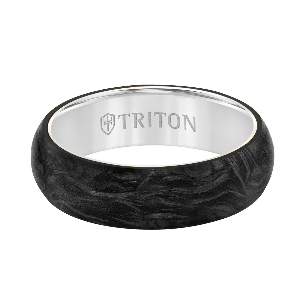 Flat Edge Forged Carbon Contemporary Wedding Band