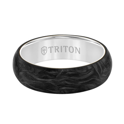 Flat Edge Forged Carbon Contemporary Wedding Band