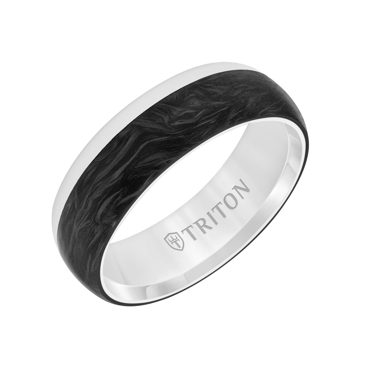 Flat Edge Forged Carbon Contemporary Wedding Band