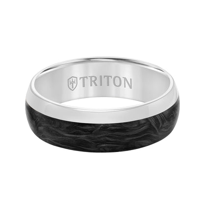 Flat Edge Forged Carbon Contemporary Wedding Band