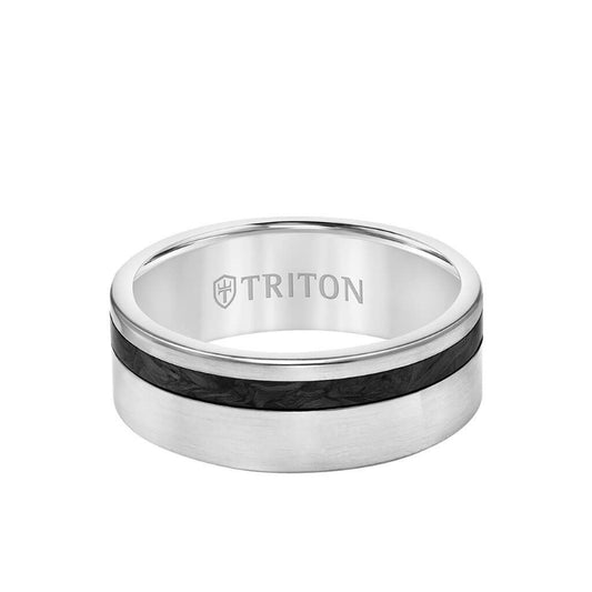 Triton 8MM Titanium & Forged Carbon Ring - Flat Profile with Asymmetrical Channel