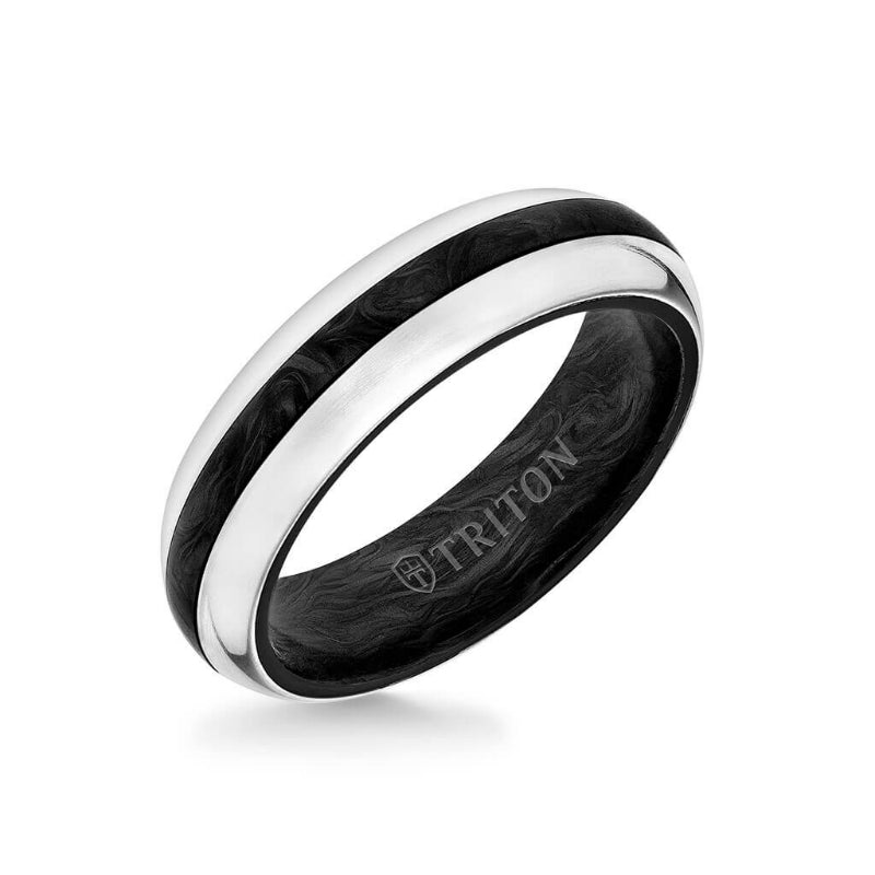 Triton 6MM Titanium & Forged Carbon Ring - Dome Profile and Center Channel