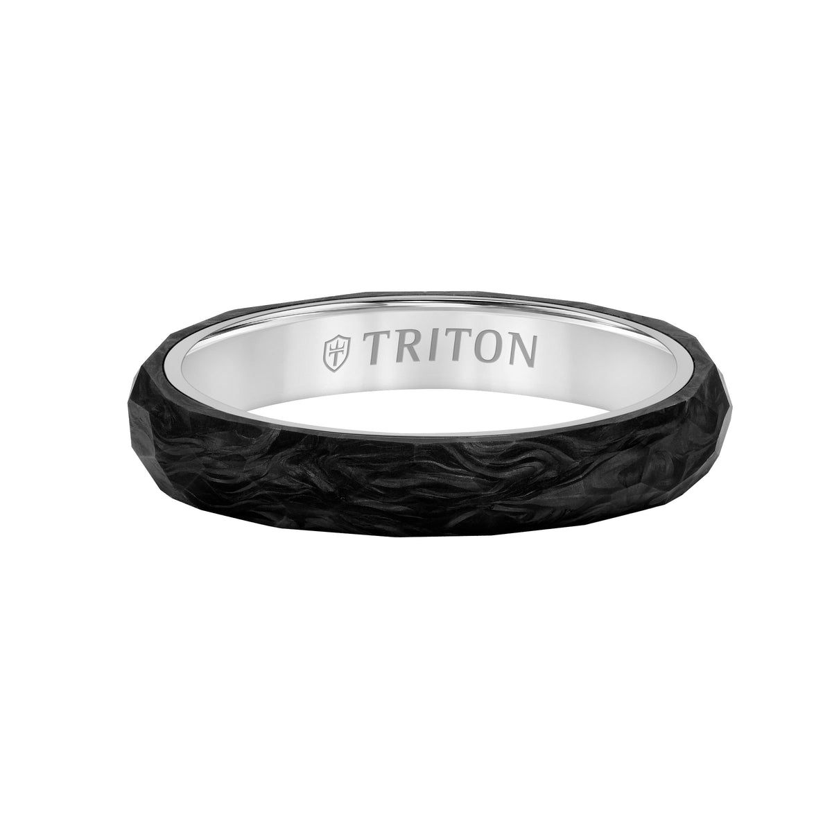 Flat Edge Forged Carbon Contemporary Wedding Band