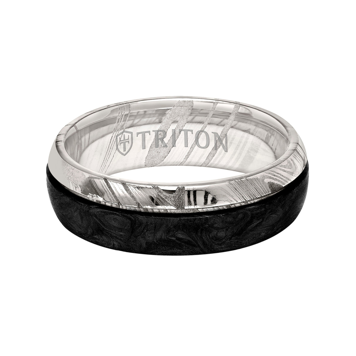 Flat Edge Forged Carbon Contemporary Wedding Band